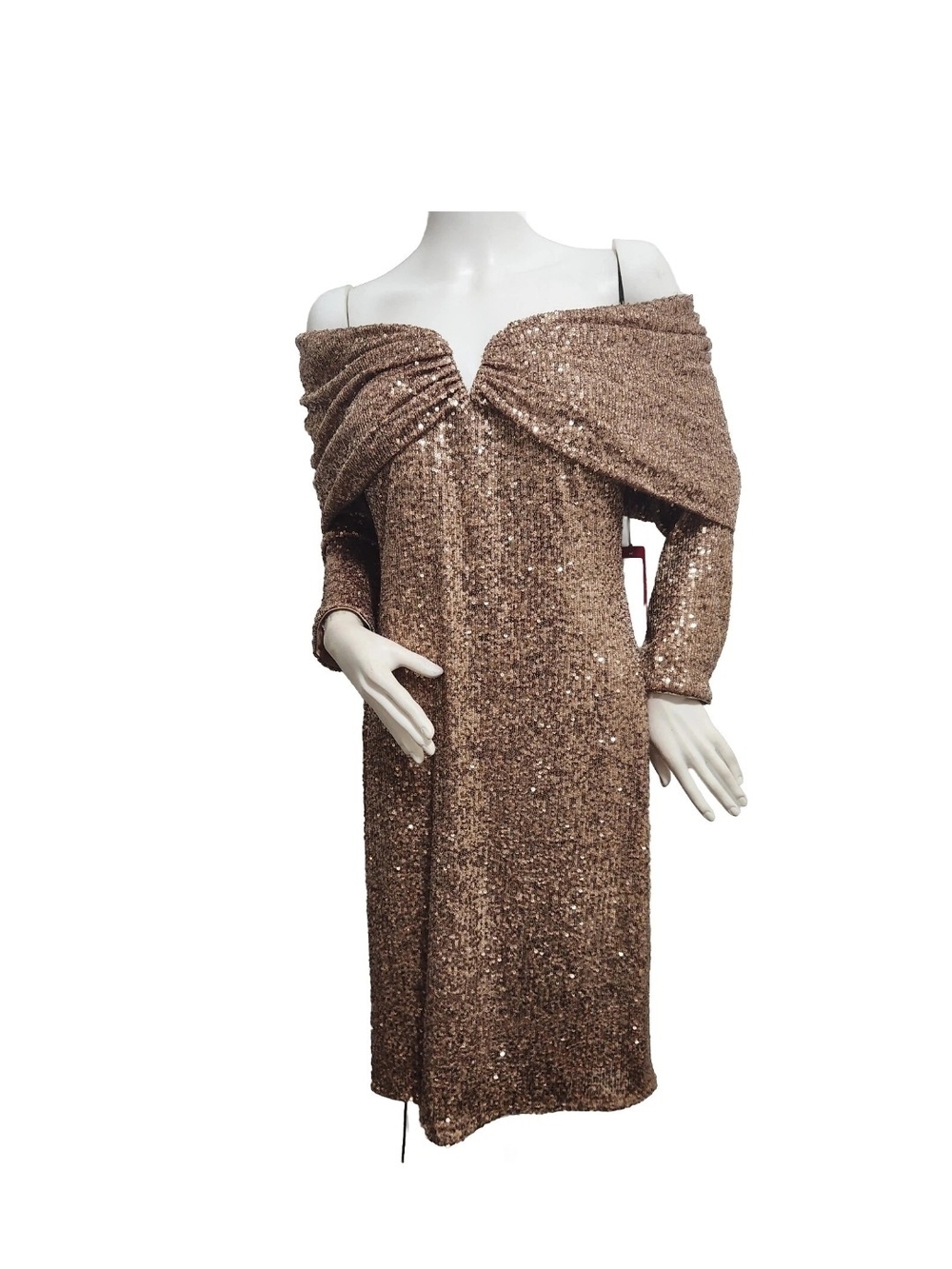 Vince Camuto Womens Size 10 Sequin Draped Off the Shoulder Sweetheart Neck NWT 7